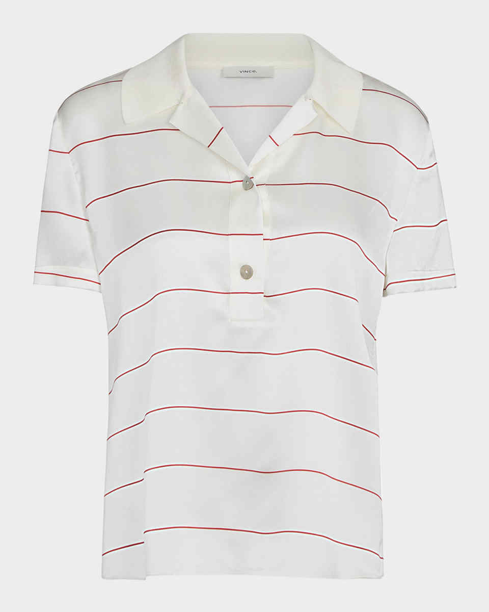 Stripe Knit Collar Polo Shirt